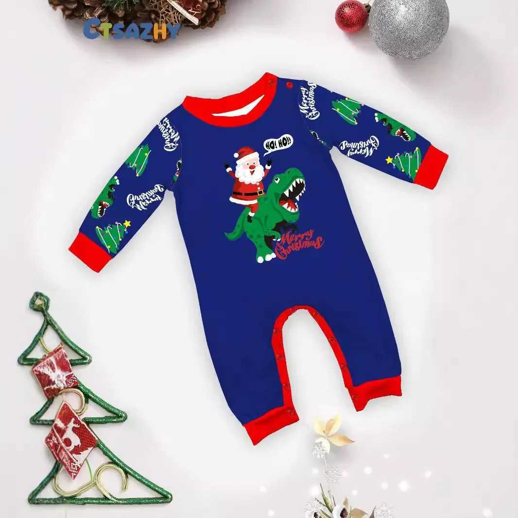 Merry Christmas 2024 Family Matching Set Santa Claus Printing Mom Dad Child Top+Pants Baby and Dog jumpsuit Christmas Pajama Set W241008