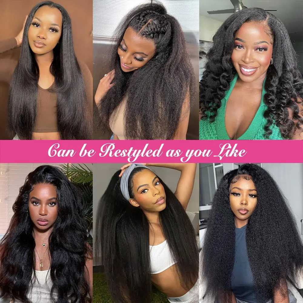 Kinky Straight Synthetic Lace Front Wig Yaki Straight 41 Lace Frontal Wigs Yaki Lace Front Wigs for Black WomenXJ241008