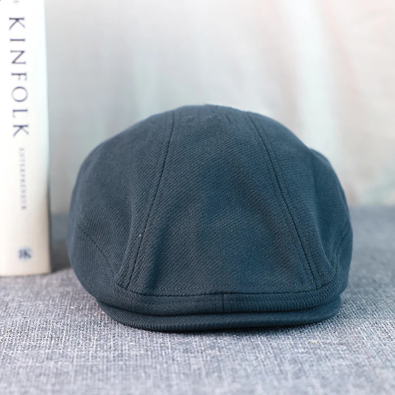 Retro Blue Wool British Style Mens Beret Spring Autumn Casual Street s Boys Wild Octagonal Driving Kirby Hat A-57 241007