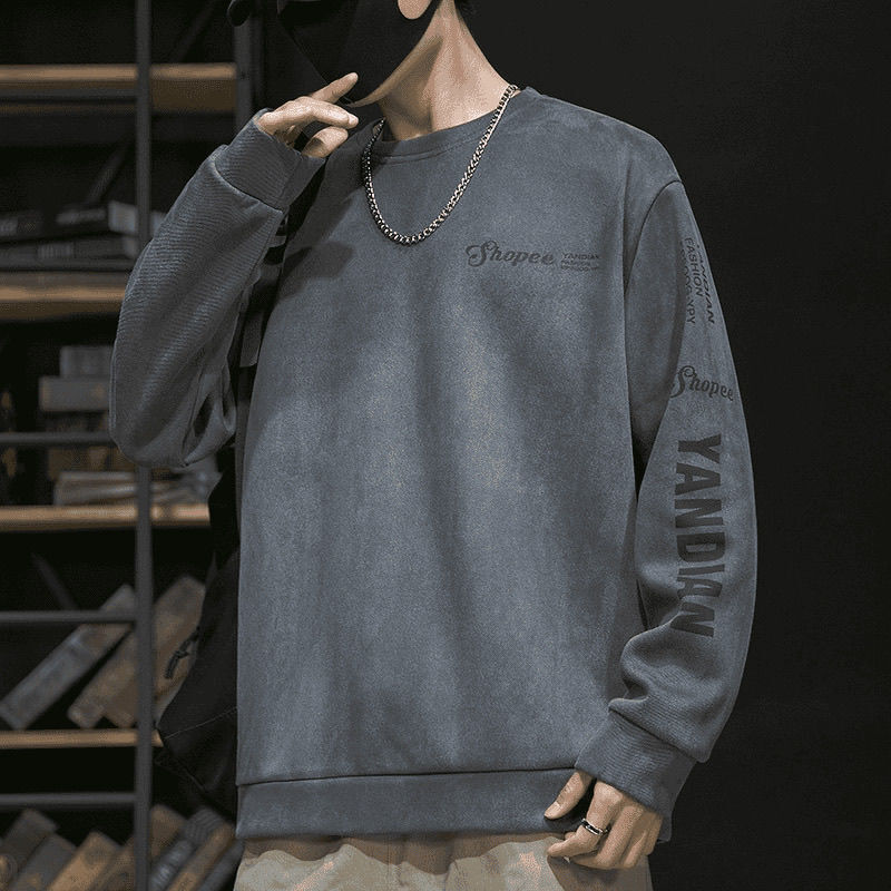 2024 New Designer Winter Suede Hoodie Men's Spring and Autumn Youth Fashion Loose American Casual Long Sleeve Versatile Top