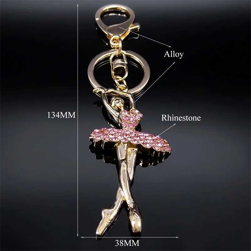 Ballet Dancer Keychain Pink Rhinestone Ballerina Key Chains Souvenir Gifts for Women Girls Jewelry Gift llaveros K9232S01X241008
