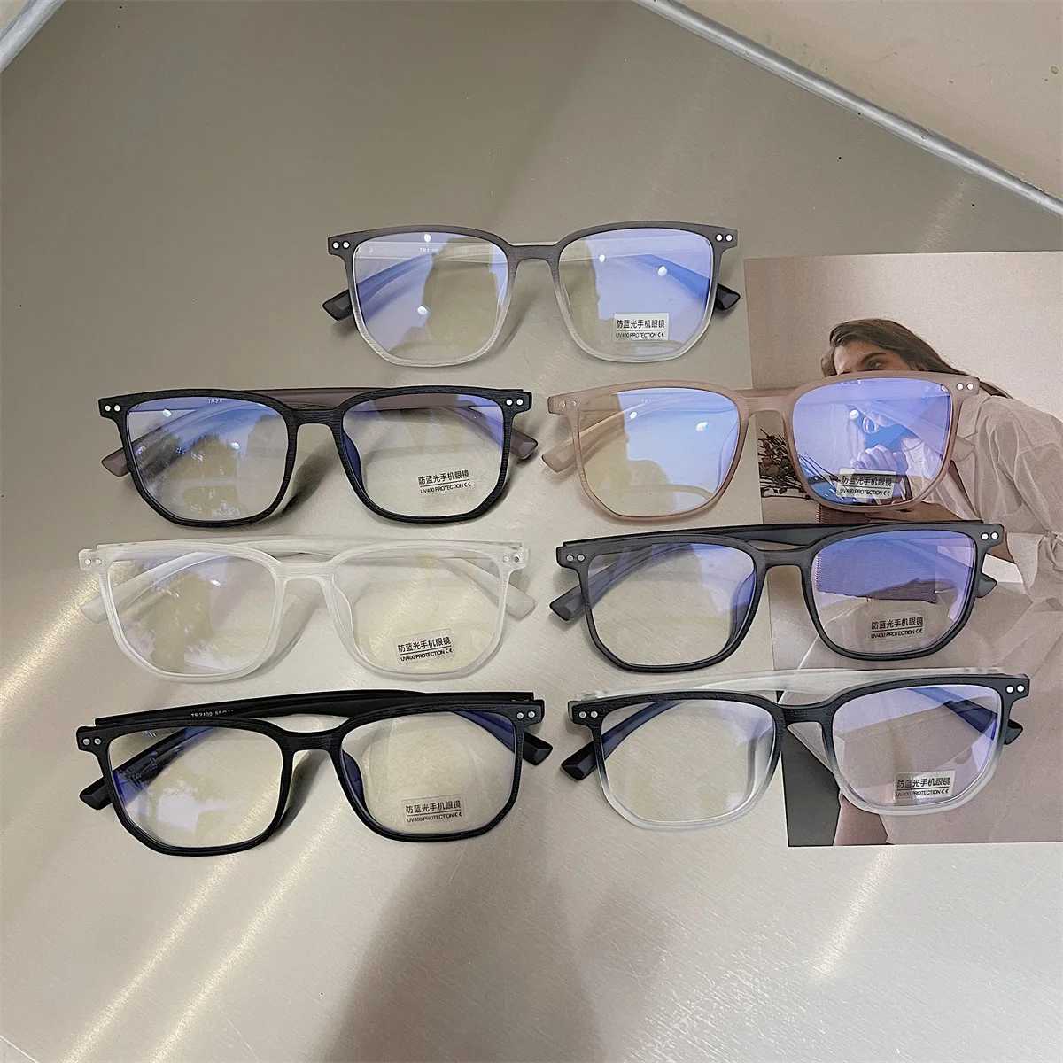 Transparent Computer Glasses Frame Women Men Blue plating film polygon Eyewear Blocking Glasses Optical Spectacle EyeglassX241008