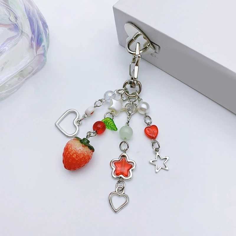 Strawberry Keychain Decoration Charm Backpack Pendant Cherry Keyring Ornament Alloy Material Perfect Gift for Girls TeenX241008
