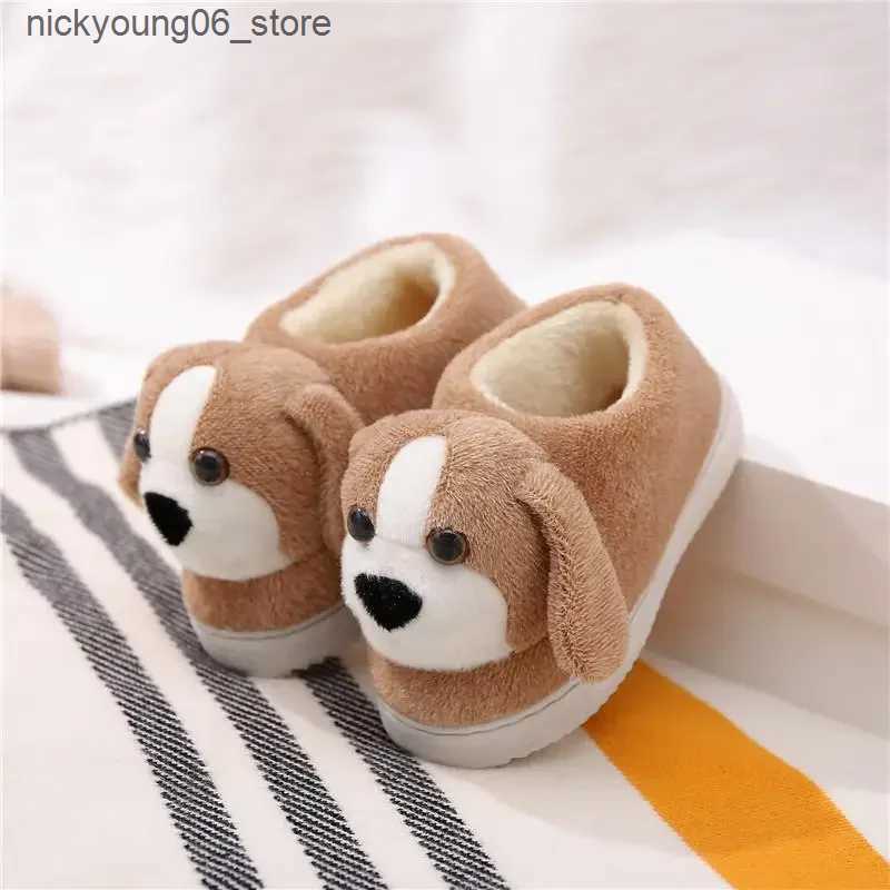 Boots Cartoon Dog Home Slippers for Girls Boys Lighted High Top Cotton Shoes Indoor Soft Non-slip Winter Boots Warm Plush Kids Shoes L240910