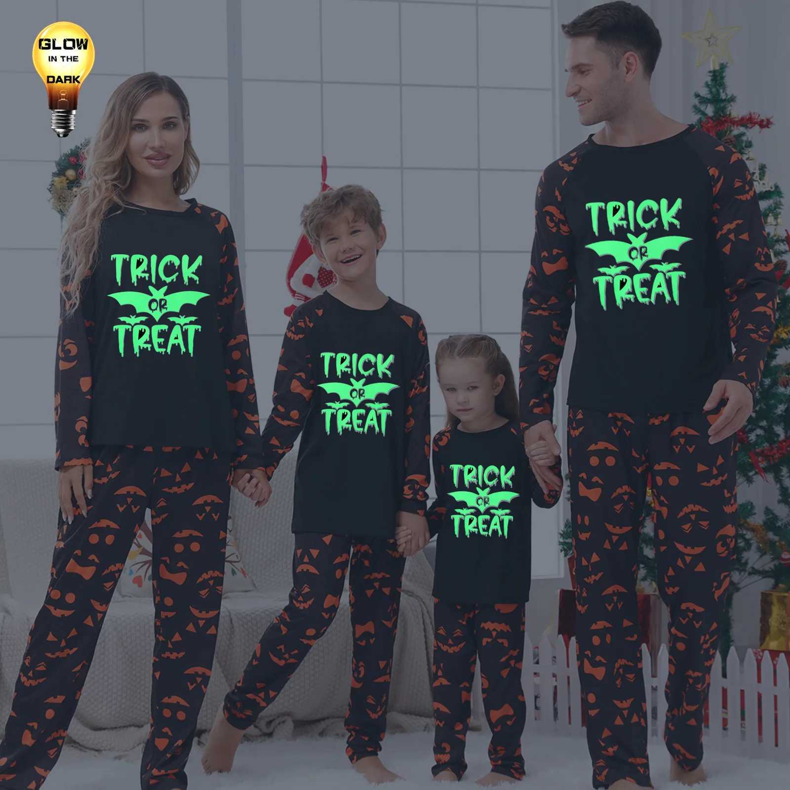 New 2024 Halloween Matching Clothes for Family Couples Night Suit Skull Print Adults Kids Pajamas Set Baby Romper Soft PyjamasXJ241008