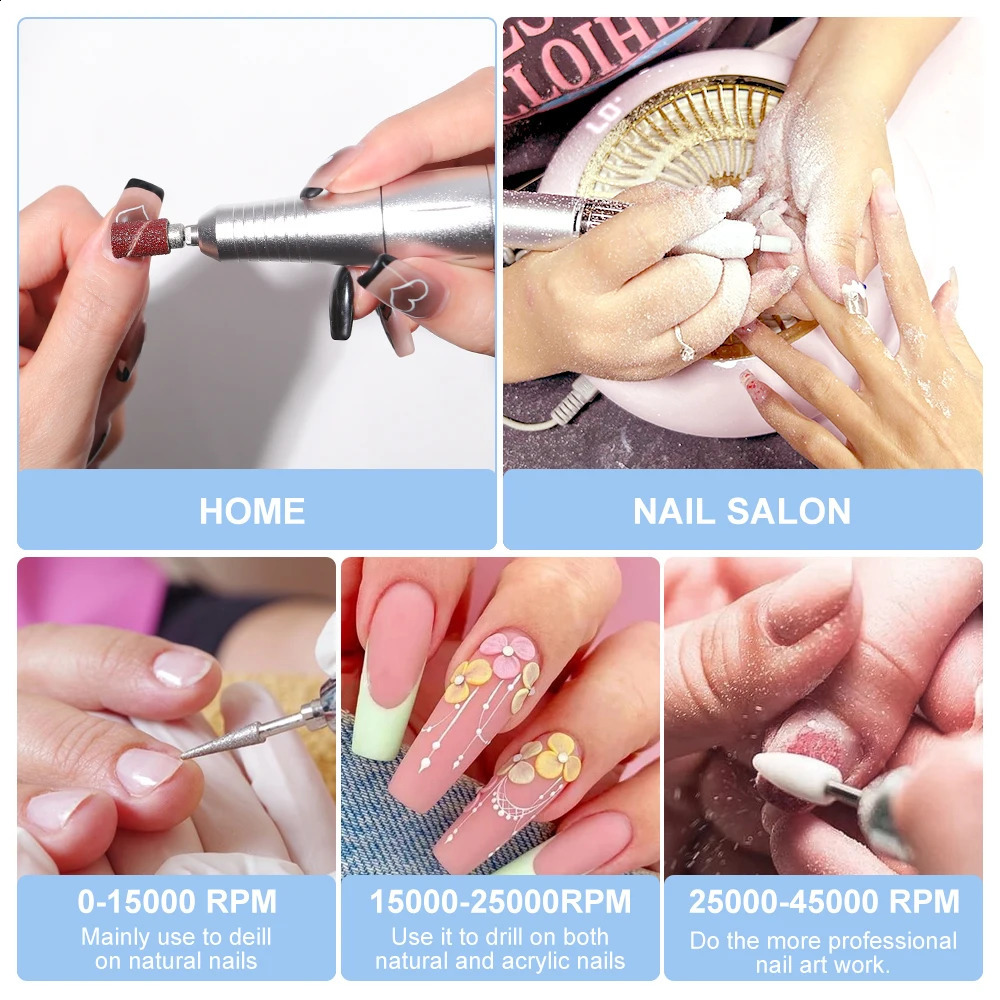 45000RPM Nail Drill Machine 2-in-1 Portable Nail Drill and Dryer Electric Professional Nail Lathe with UV LED Lamp Manicure Care 240927
