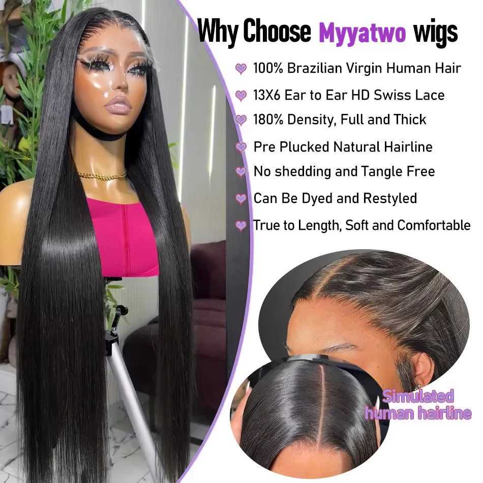 30 40 Inches 13x4 HD Transparent Lace Frontal Wig Brazilian Straight 13x6 Lace Front Human Hair Wigs Pre-plucked 220% For WomenXJ241008