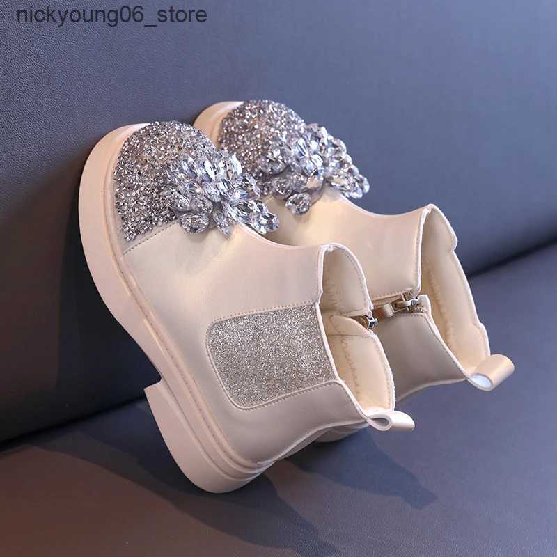 Boots New Autumn Winter Girls Ankle Boot Sequins Luxury Children Princess Boots Fashion Rhinestone Versatile Kids Causal Short Boots L240910