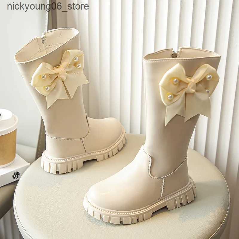 Boots Zapatos Nia Fashion Girls Boot 2023 Witer New Plush Girl Long Boot Warm High Boot Warm High Boot Princess Boot Kids Shoe Bota L240910