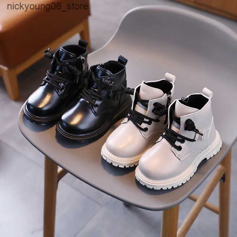 Boots Childrens Autumn Boots Thick Bottom Versatile Girls School Platform Ankle Boots Non-slip Kids Boys Black Short Boots Non-slip L240910