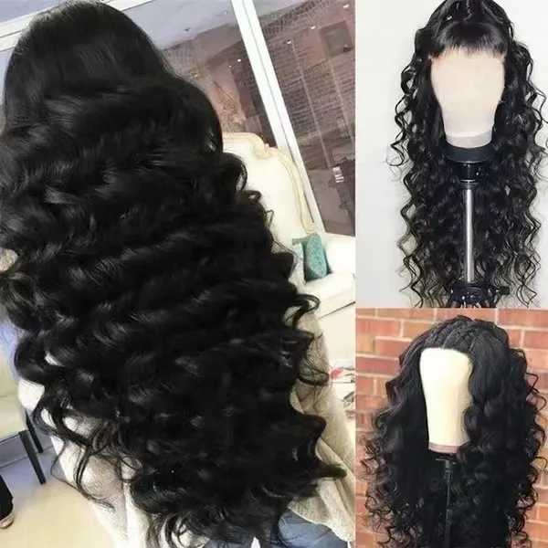 Lace Front Wig for Women Ombre Black Parted Long Deep Wavy Hair Afro Wig Human Hair Lace Frontal WigsXJ241008