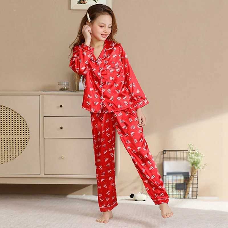 Christmas Pajama Set Silk Casual Parent Child Clothing Family Matching Satin Pajama Set Mom and Dad My Home Clothing Set W241008