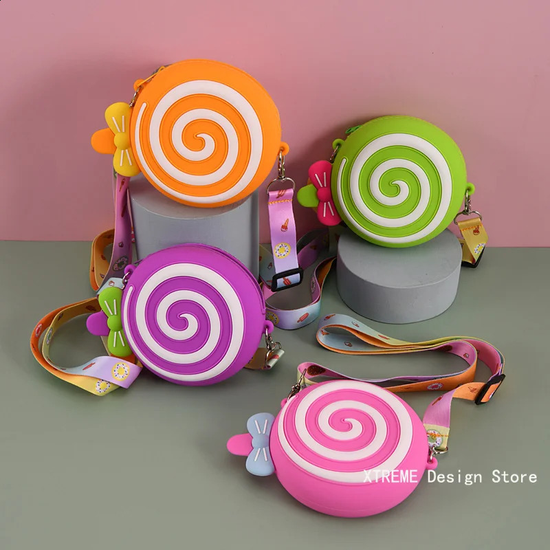 Silicone round candy childrens cross bag cute girl lollipop shoulder messenger adjustable strap coin wallet 241008