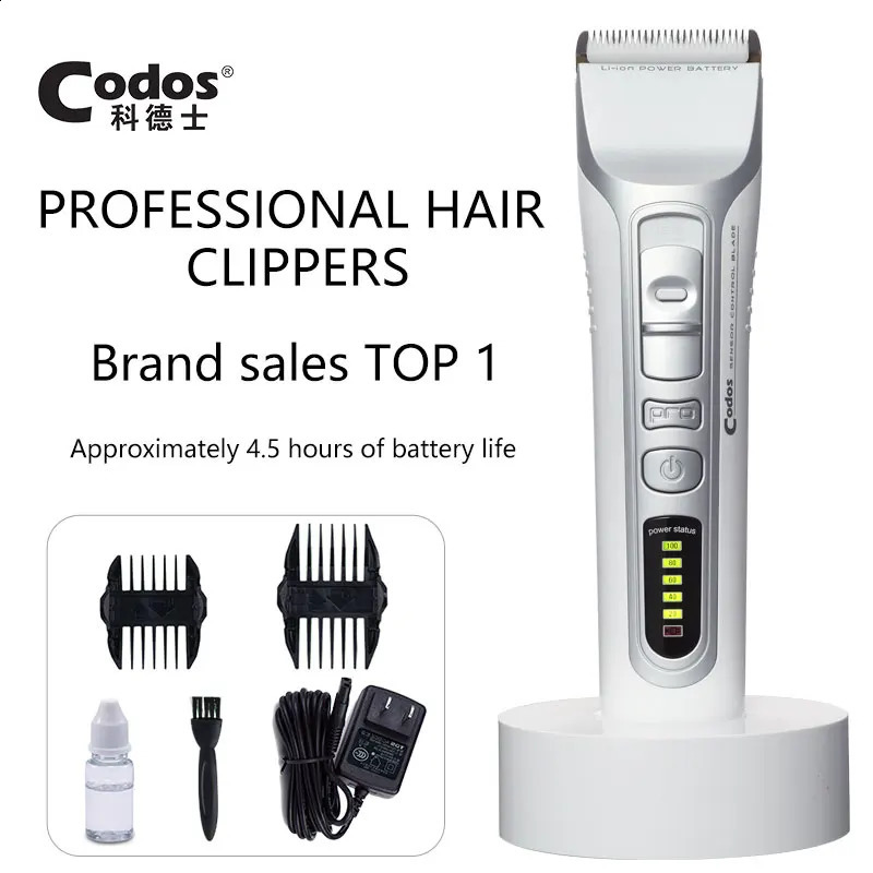 916 Cordless Hair Clipper Professioanl 5 LED Display Barber Cutting Machine Men Rechargeable Trimmer White 240911