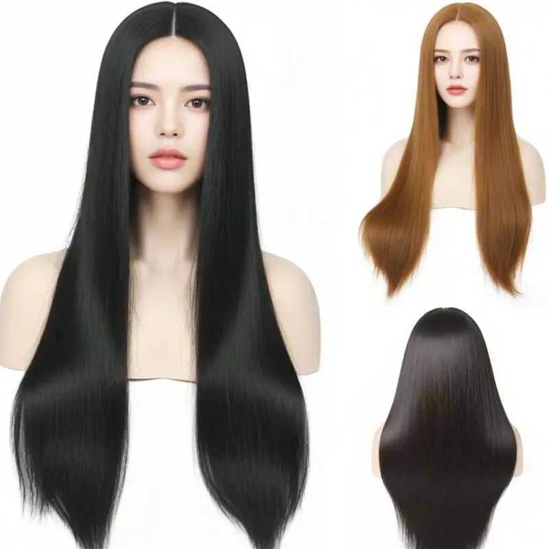 Long Black Synthetic Wig for Costume Women -Quality Synthetic Hair for Women -Versatile Style Perfeet for Any OccasionXJ241008
