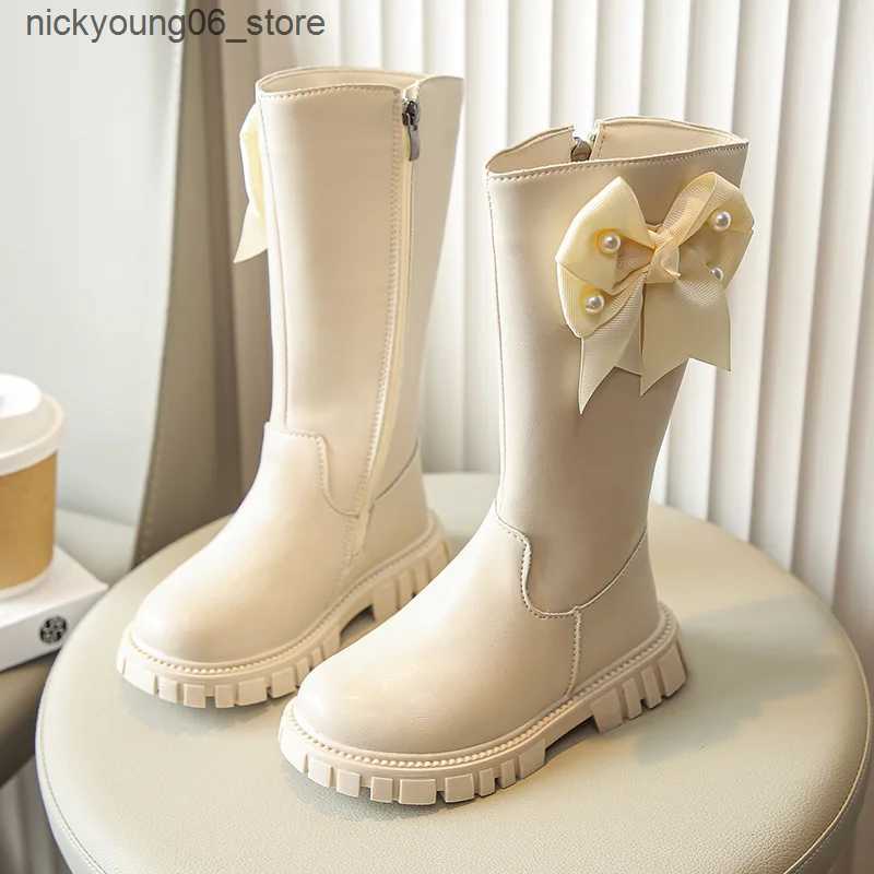 Boots Zapatos Nia Fashion Girls Boot 2023 Witer New Plush Girl Long Boot Warm High Boot Warm High Boot Princess Boot Kids Shoe Bota L240910