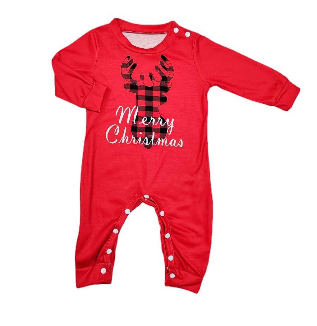 2024 Christmas Parent-child Outfit Print Pajama SetLong Sleeve Crew Neck Top lattice Striped PantsWomens Sleepwear LoungeXJ241008