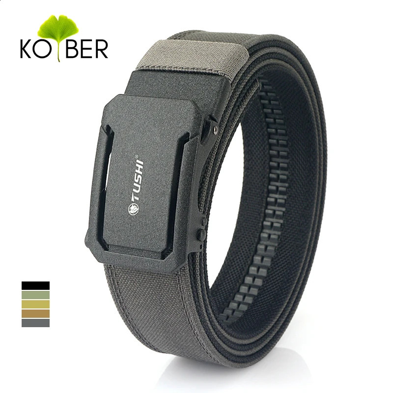 KOLBER mens and womens tactical belt metal automatic buckle black military gun belt thick nylon IPSC waist belt 240925