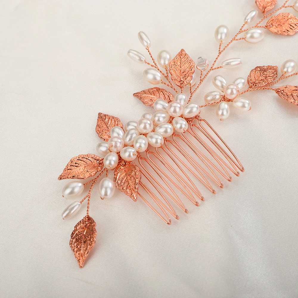 3-Color Bridal Hair Accessories Wedding Bridal Head Pearl Hair Jewelry Rose Gold Silver Hair Company Womens Fashion Head W241007