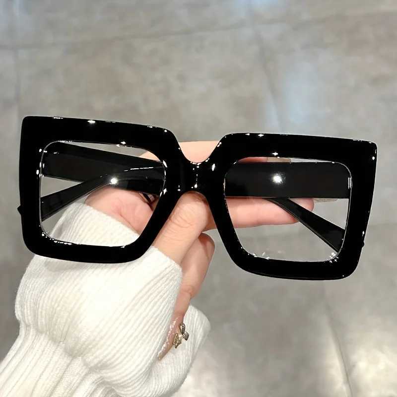 Large Square Frame Clear Lens Glasses Color Block Fashion Decorative Glasses Computer Spectacles For Women MenX241008