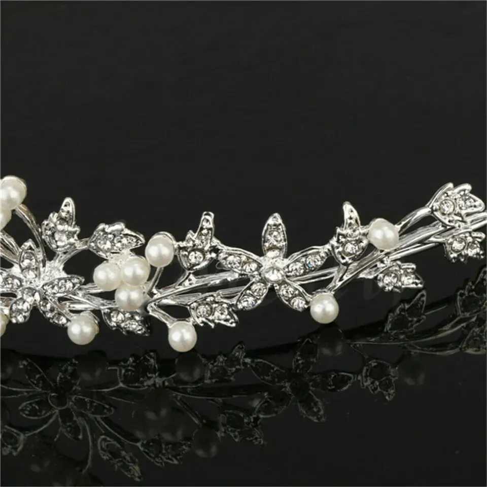 Bridal Pearl Crown Headband Diamond Hair Accessories Alloy Rhinestone Princess Wedding Headband Bridal Headband W241007