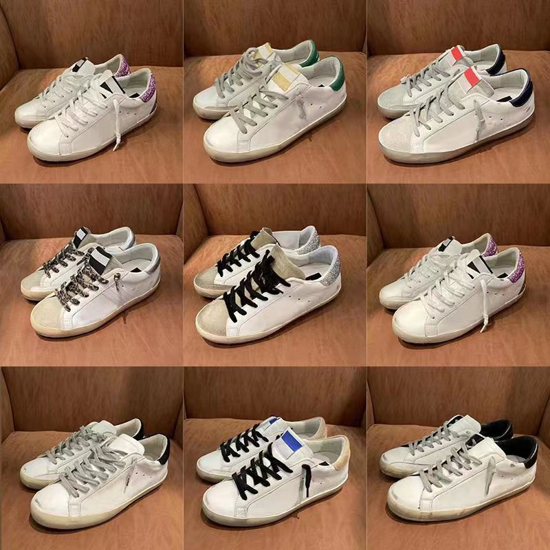 top quality designer shoes women sneakers men casual new release leather travel sequin running white do old dirty shoe lace up woman man unisex with box