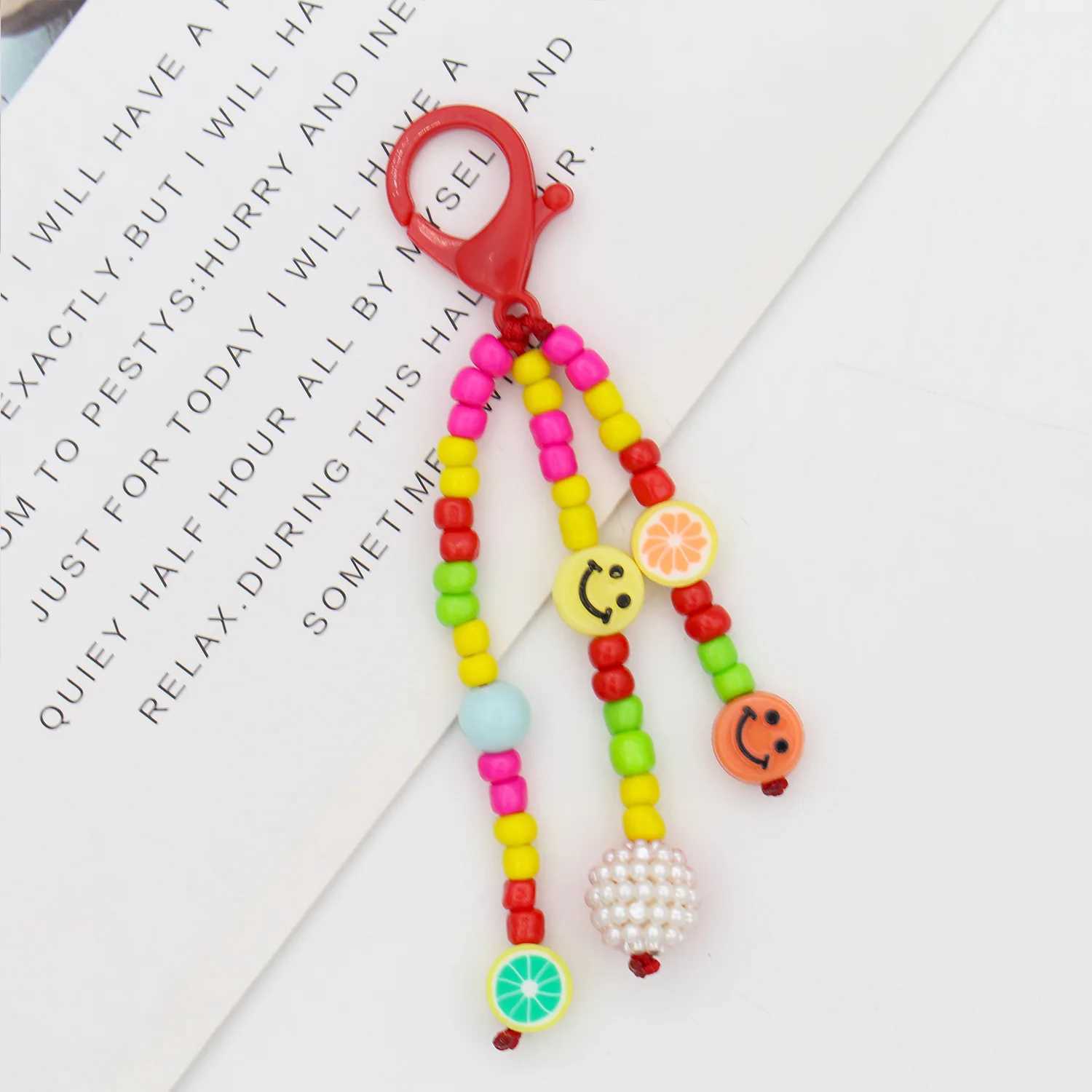 Creative Cartoon Beaded Keychain Bag Charm Mix And Match Design Small Tassel Hook Bag Car Pendant Bag Charm For GirlsX241008