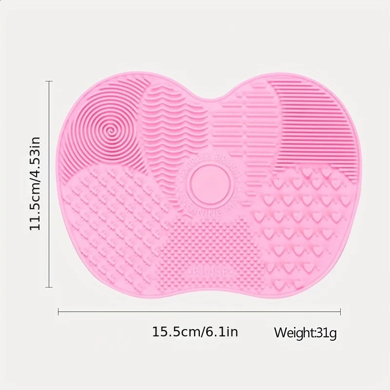 Silicone shaped brush scrubbing pad with suction cup safety bracket a beauty tool for gentle makeup brush cleaning reusable 241008