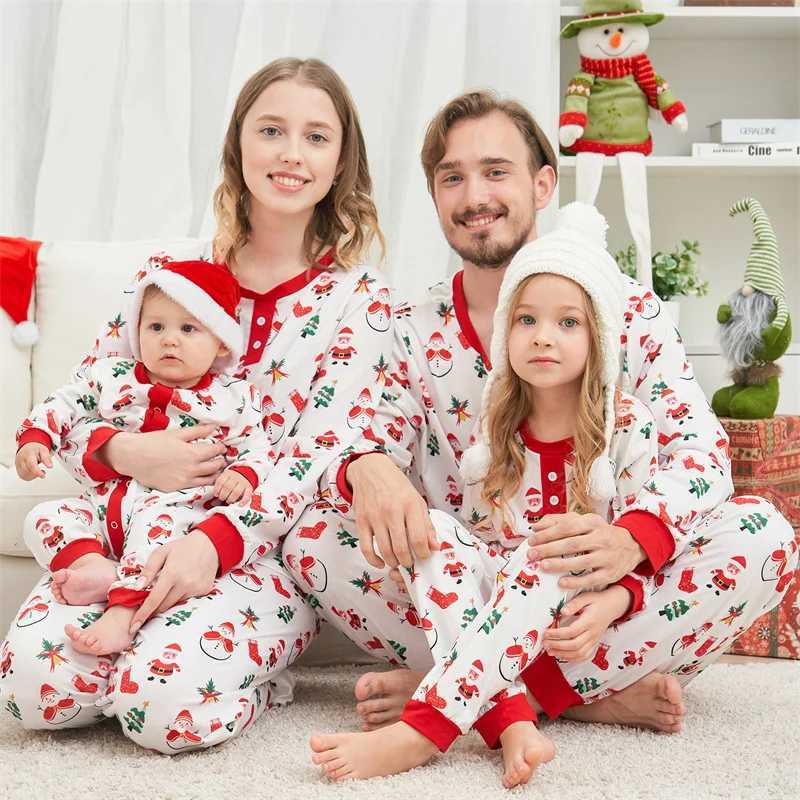 Merry Christmas Family Matching Set Cartoon Printed Cute Soft Pajamas for Parents and Children 2-piece Baby Combo Warm Pajama Set W241008