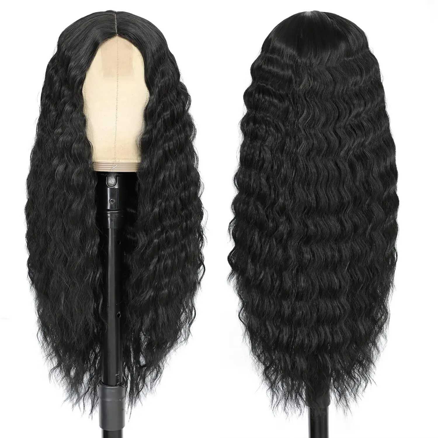 Synthetic Long Curly Wigs for Women Black Lace Front Wig Curly Wigs Deep Wave Wig Natural Crimps Curls Wigs for Daily Party UseXJ241008