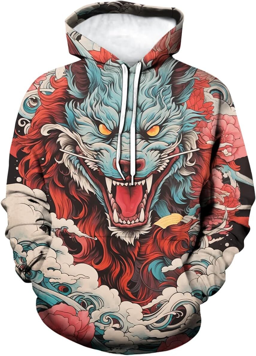 Hoodie for Mens Womens Retro Tiger Hoodie Mens 3D Print Psychedelic Funny Sweatshirt Hoodies Pocket Graphic Pullover Long Sleeve cool