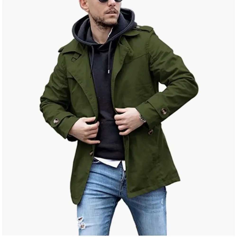 Jacket outerwear long sleeves single corset medium length jacket trench coat womens fashionable handsome straight trench coat W241007