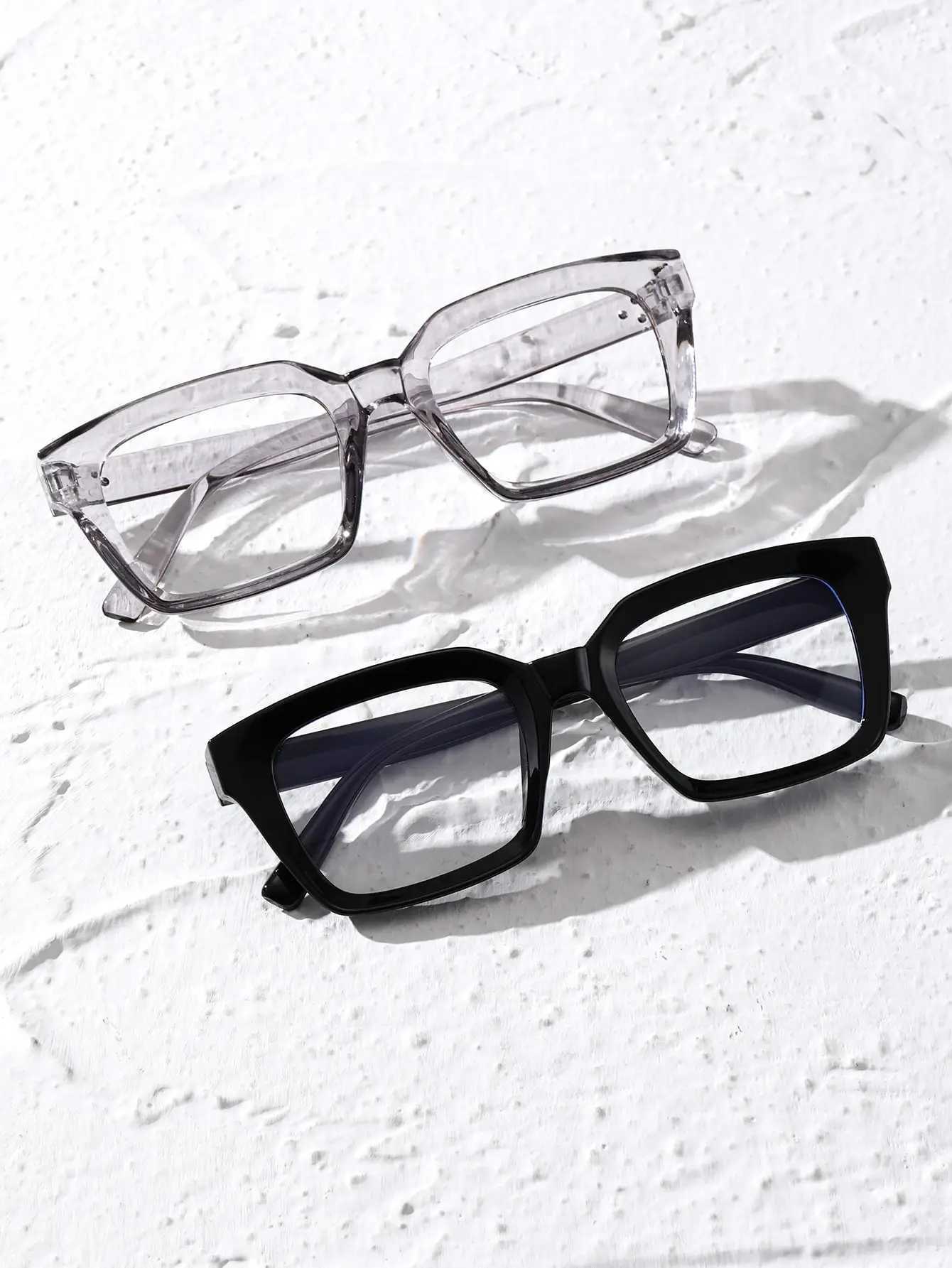 2 Pcs Plastic Geometric Frame Fashion Academic Style Clear Glasses Protection Daily AccessoriesX241008