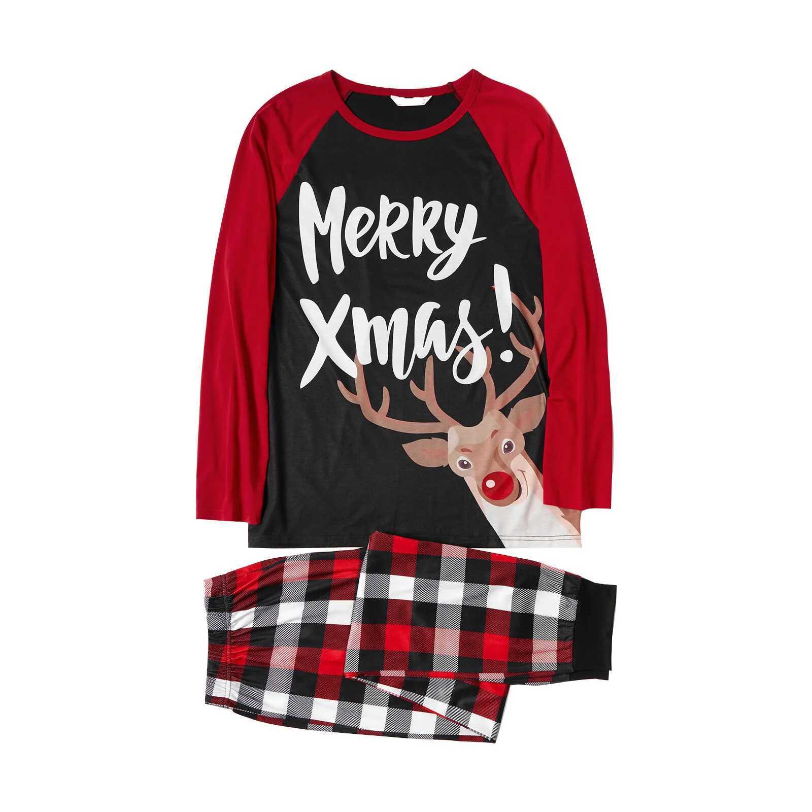 2024 Family Christmas Printed Pajama Set Long Sleeve Letter Printed T-shirt Flat Pants Pajama Lounge W241008