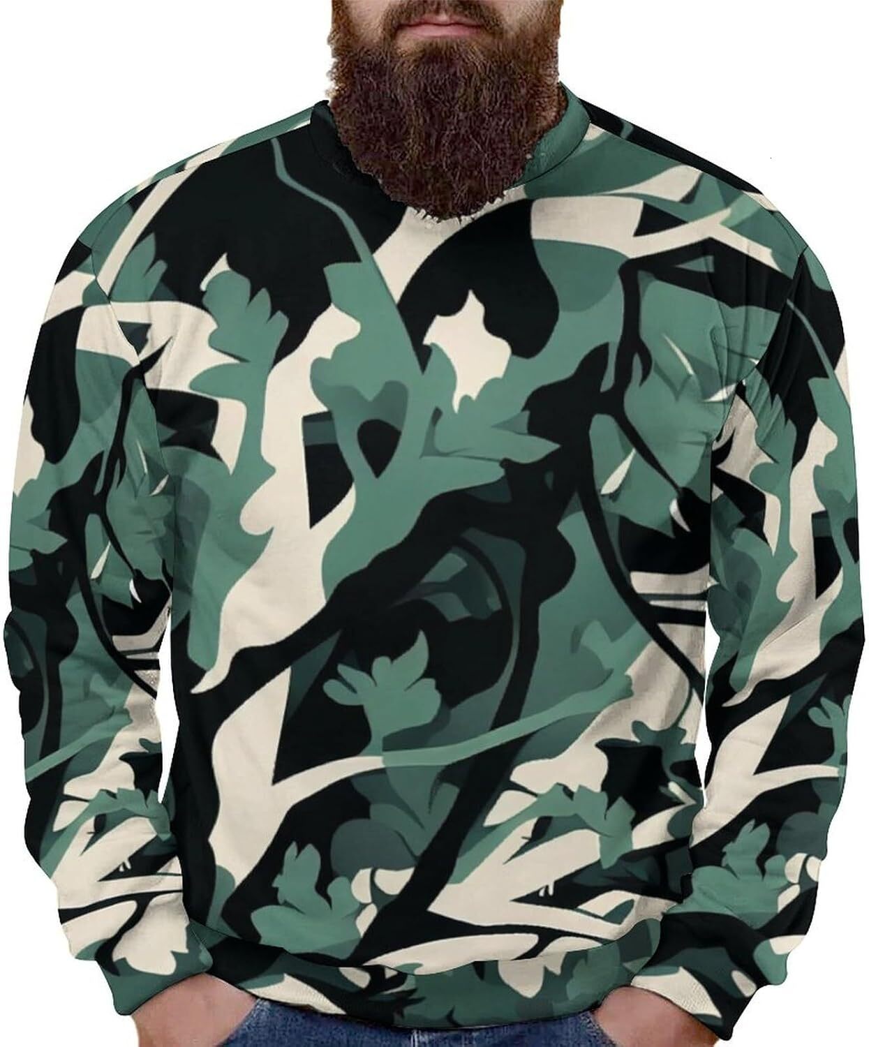Long Sleeve Shirts for Men sweatshirt Men's Casual Streetwear Camo Long Sleeve Sweatshirt Crew Neck Pullover Activewear T shirt Tee Streetwear Ca