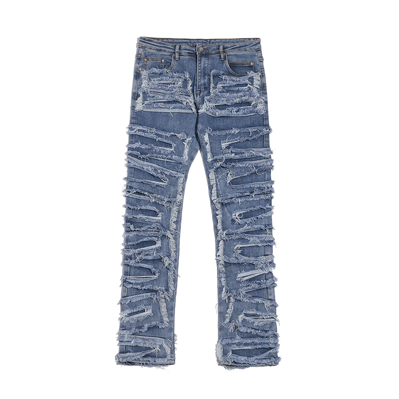 Retro Hole Ripped Distressed Jeans For Men Straight Washed Haruku Hip Hop Loose Denim Trousers Vibe Style Casual Jean Pants