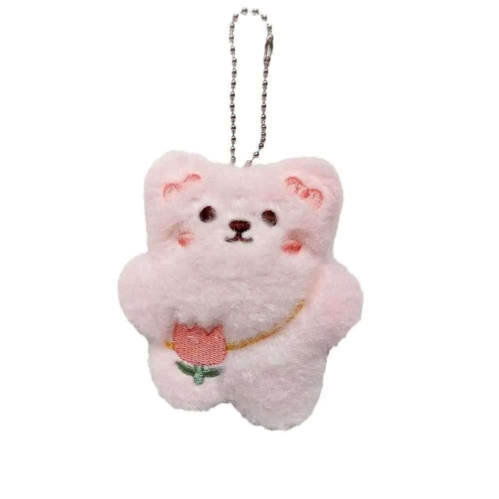 Hobbies Plush Bear Shaped Keychain Blue Pink White Pink Mini Key Pendant Stuffed Animals ToyX241008