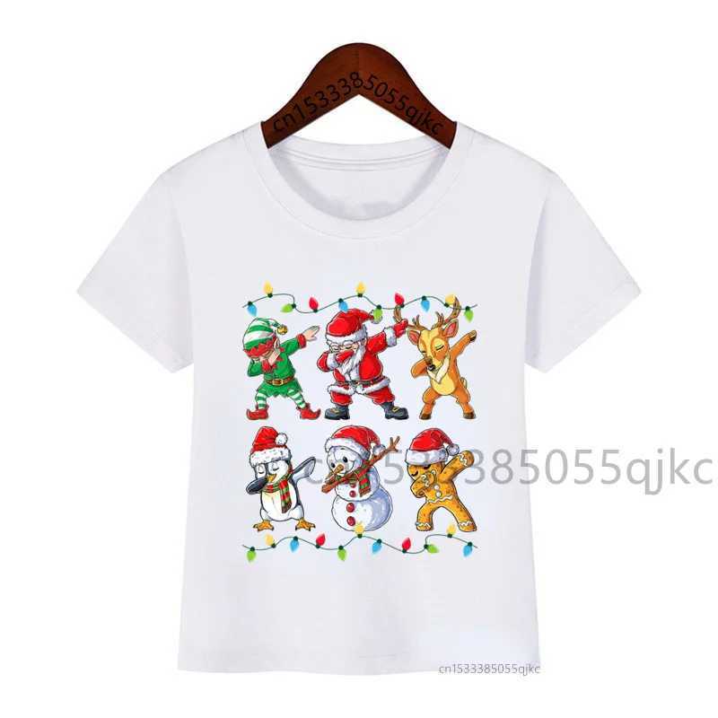 Family matching Santa Claus and Christmas lights T-shirt Christmas gift clothing Childrens shirt Party girl T-shirt Childrens clothing W241008
