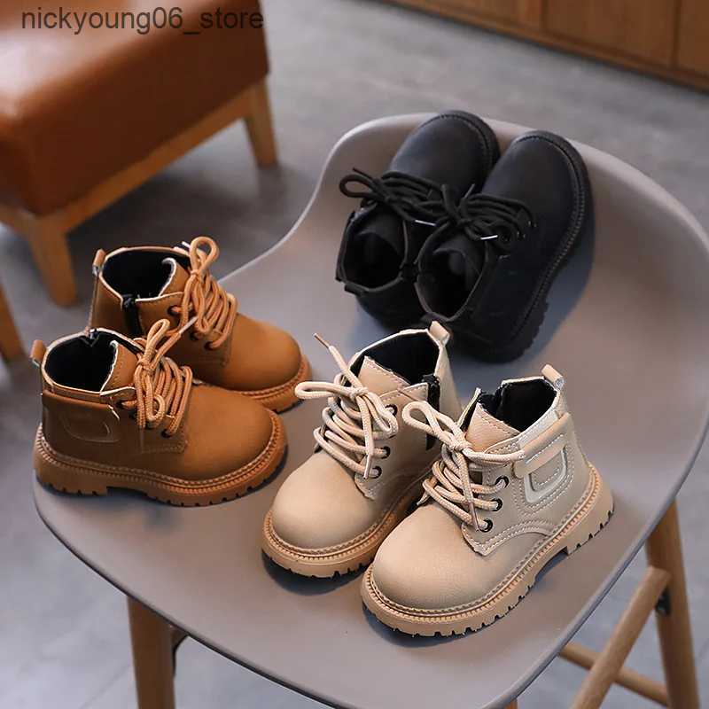 Boots Spring Autumn Childrens Boot Matte Leather Kids Boots for Boys 2024 New Fashion Girls Ankle Boots for School Round-toe Non-slip L240910