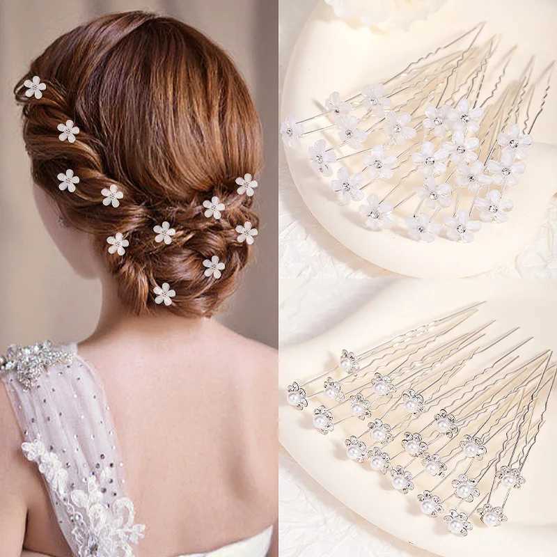 10 fashionable wedding bridal pearl flower transparent crystal rhinestone hair clip bridal hair accessories W2410071
