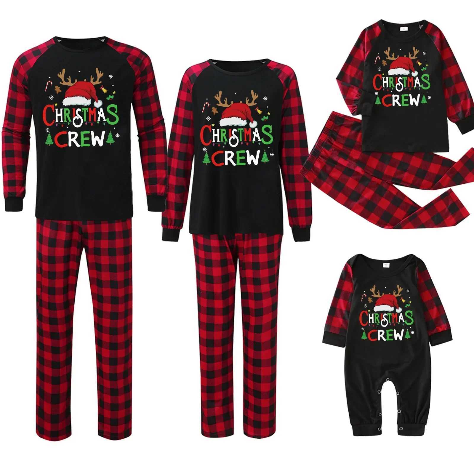 Christmas Crew Print Parent Child Matching Outfits 2024 New Family Pajamas Boys and Girls Clothing Set Loungewear Xmas Look Pajamas W241008