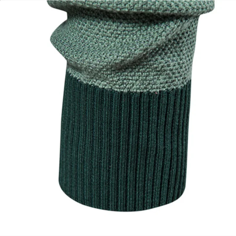 Autumn Winter Mens Sweater Highquality Round Neck Stripe Color Blocking Warm Pullover Male Fashion Casual Knitwear Men Clothing 240930