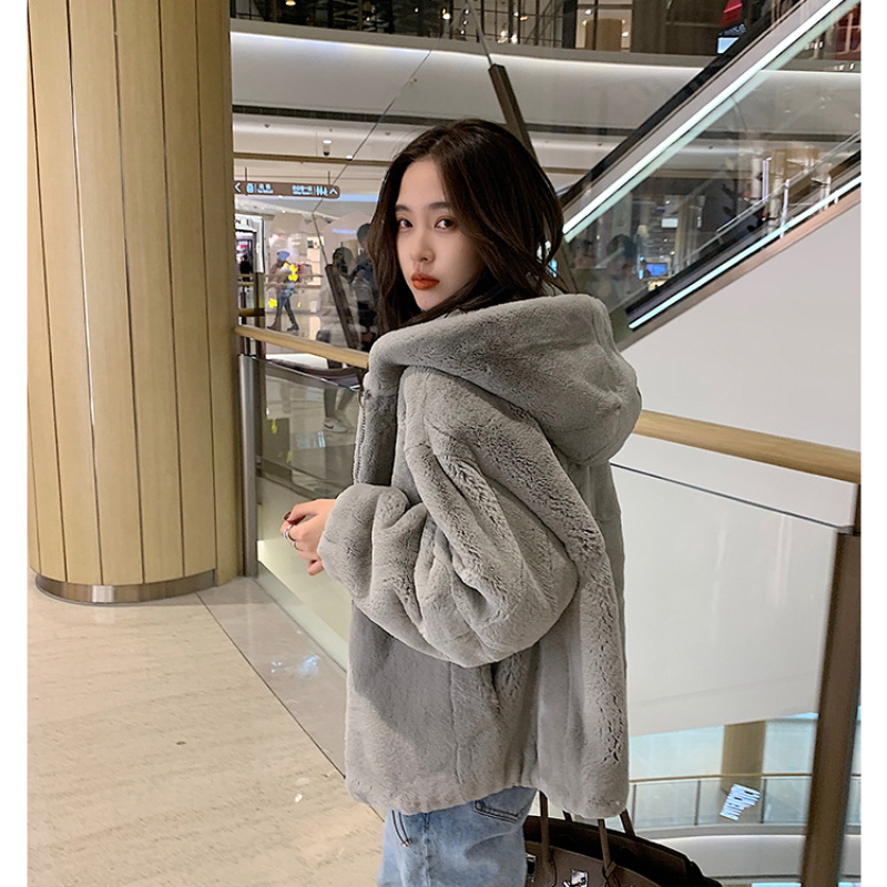 Hooded Leopard Women Faux Fur Loose Thick Warm Plush Jacket Fluffy Coat Female Winter Chamarras Para Mujeres 4Xl