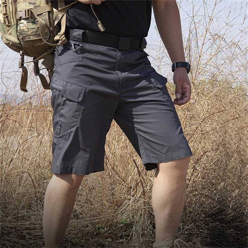 Summer shorts mens tactical multi pocket cargo pants for runners waterproof quick drying shorts mens plus size S-6XlW240713