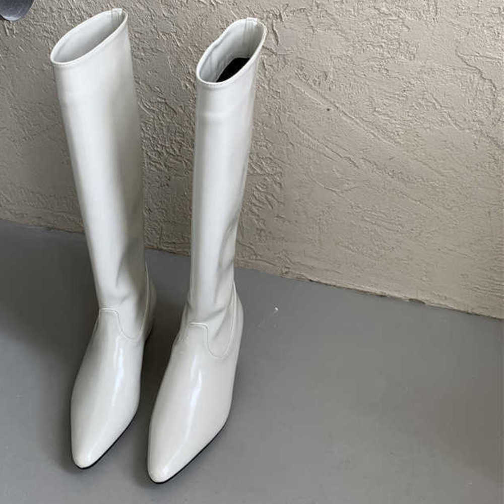 Red Leather Pointed Martin Boots For Women Slim Knight Boots Slim Leg Fashion Boots Straight Leg Boots 240826