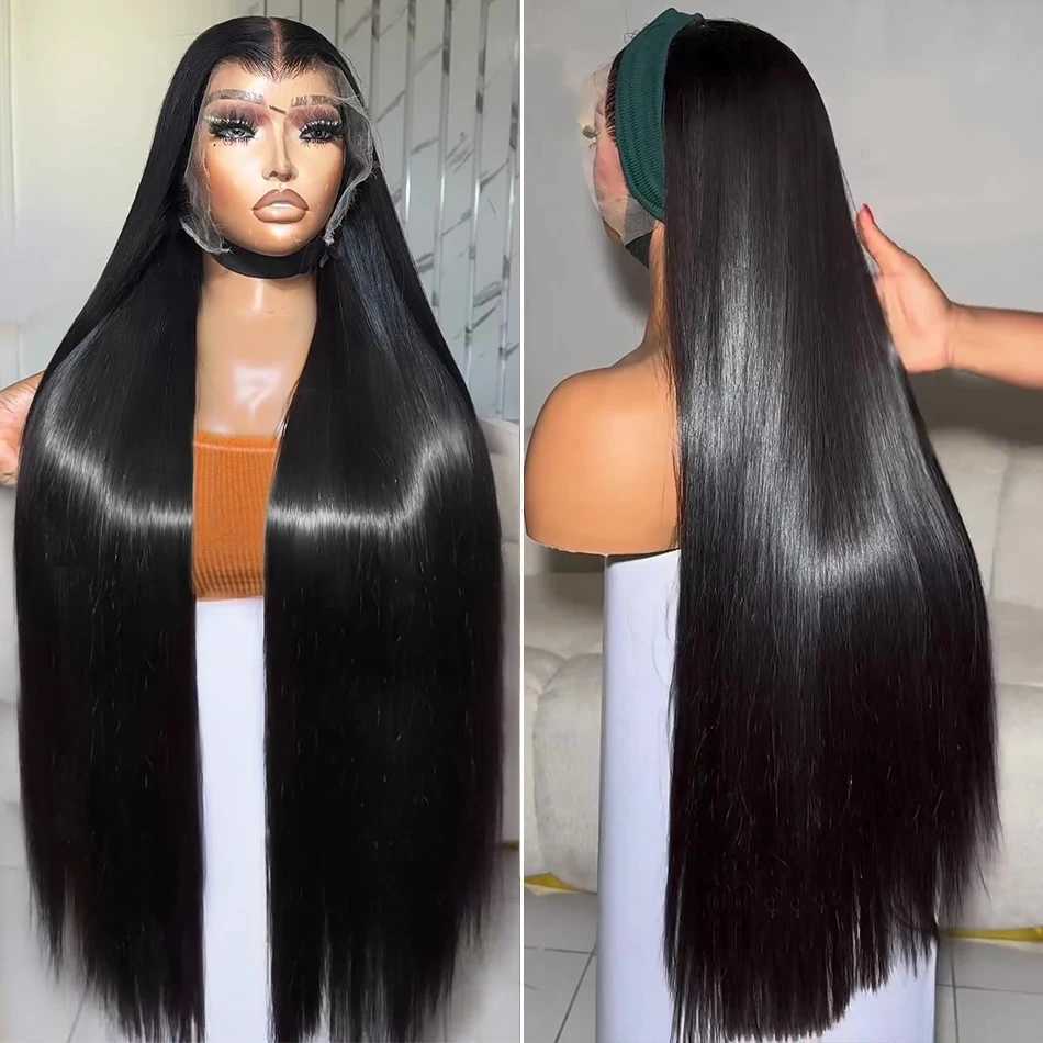 Brazilian 30 38 Inch Straight Lace Frontal Wig 13x4 13x6 Transparent HD Lace Front Wigs Human Hair Pre Plucked 5x5 Closure WigXJ241008