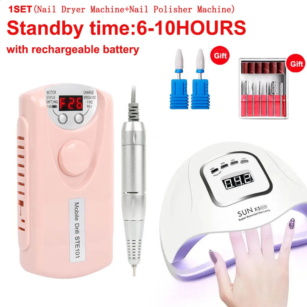Professional Nail Drill Machine Set Portable Nail Dryer Lamp UV LED Nail Light For Curing All Gel Polish USB Manicure Machine 240927