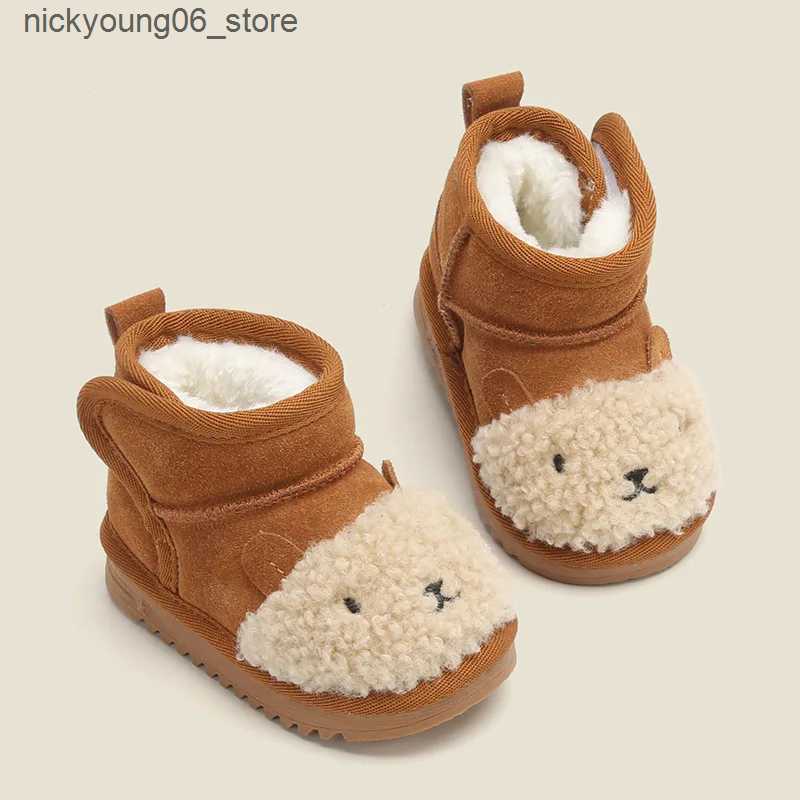 Boots Kid Snow Boot 2023Winter Plush Baby Cotton Shoe Boy Warm Short Boot 1-3 Year Old Baby Walking Shoe Cartoon Padded Boot Girl Shoe L240910