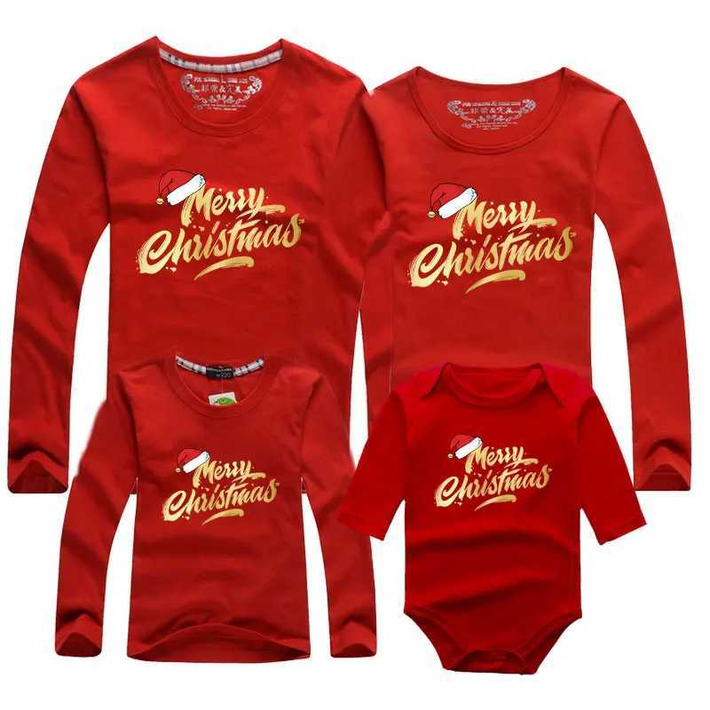Match Family Clothing Christmas Sweater Christmas T-shirt Mother Father Baby T-shirt Womens Mens Baby Parachute Boys and Girls Winter Top W241008