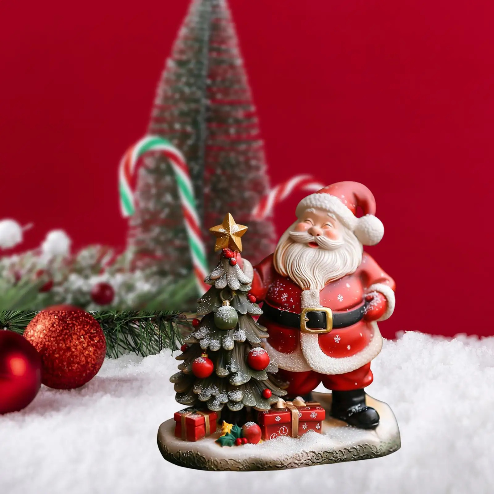 Santa Claus statue fireplace frame Christmas gift 241007